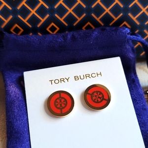 Tory Burch Split Circle Enamel Stud Earring